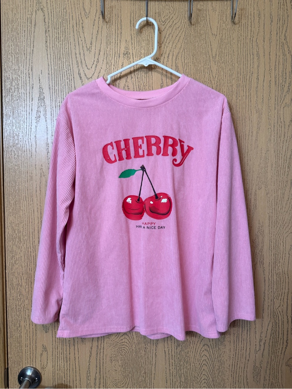 Pink 'Cherry' Graphic Long-Sleeve Tee